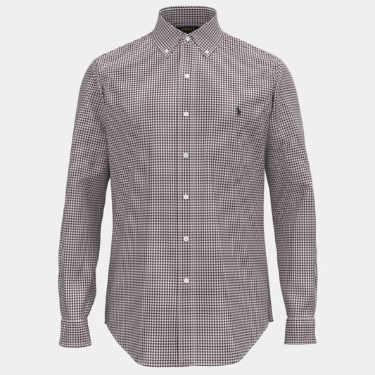 CUSTOM FIT GINGHAM STRETCH POPLIN SHIRT